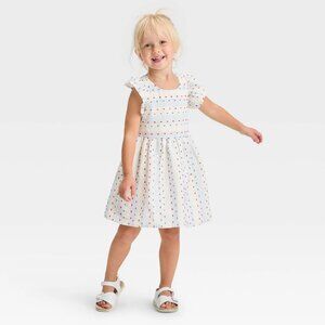 NWT Target Cat & Jack Toddler Girls' Short Sleeve Dress 2T clip dot stripes